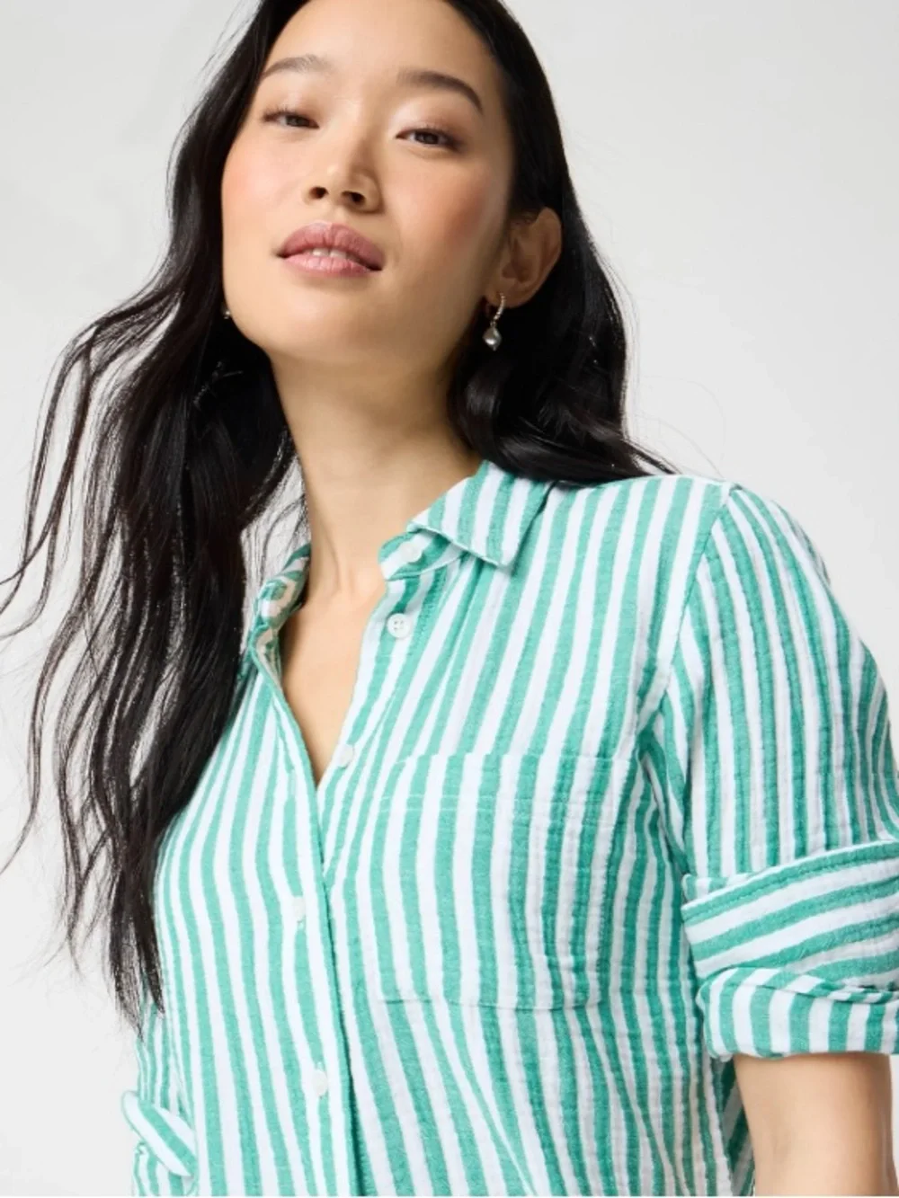J crew Striped gauze button-up shirt